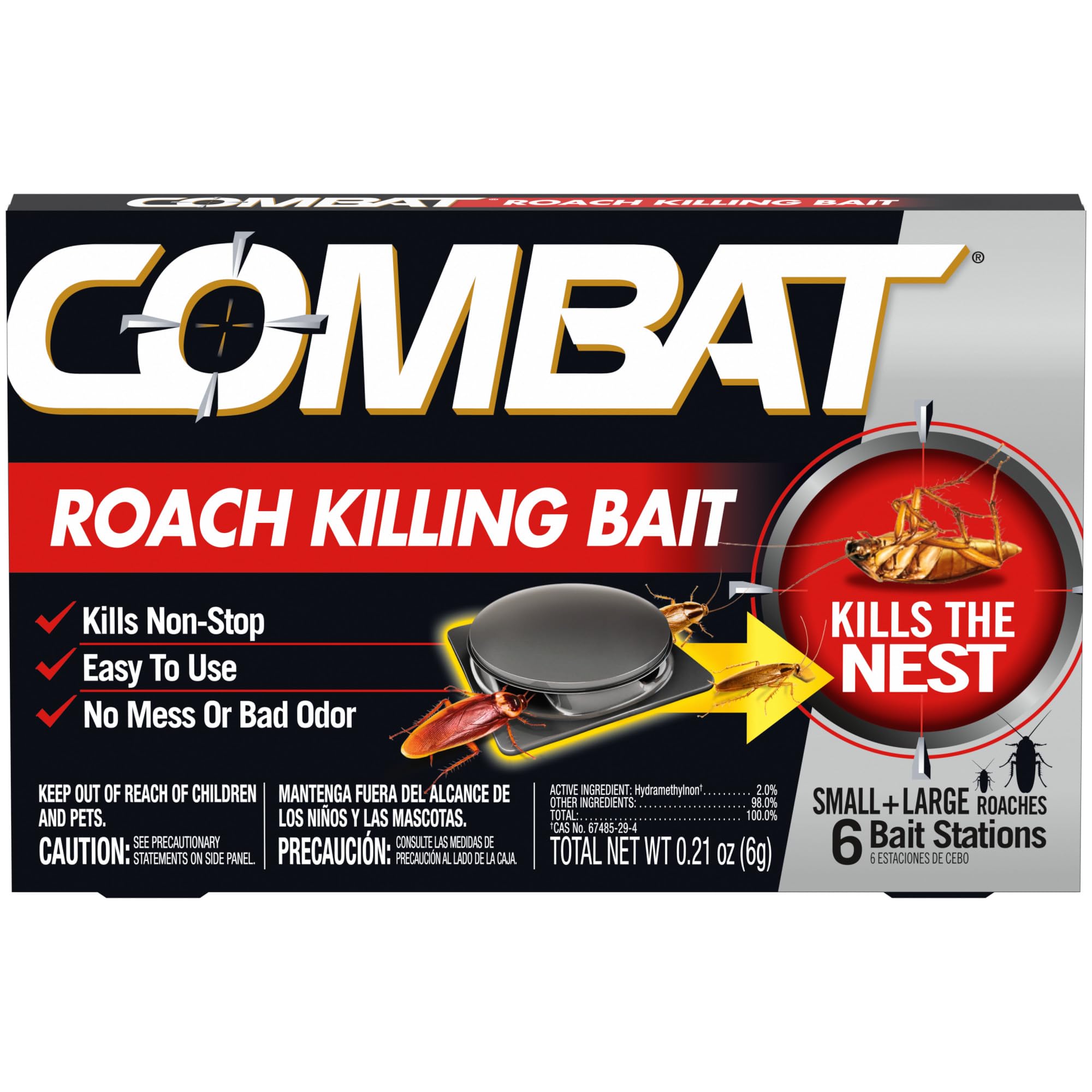 Combat Roach Killing Bait Stations for Small and Large Roaches 6 Count